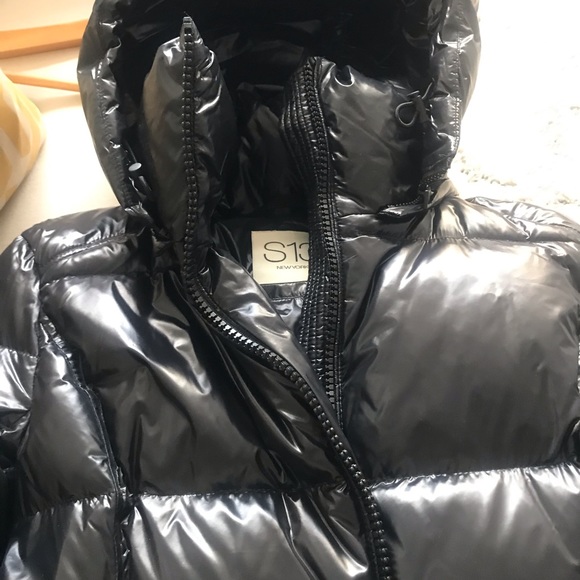 NEW S13 Down Winter Jacket Cold Black Puffer Coat womens warm hood glossy small - Picture 11 of 13